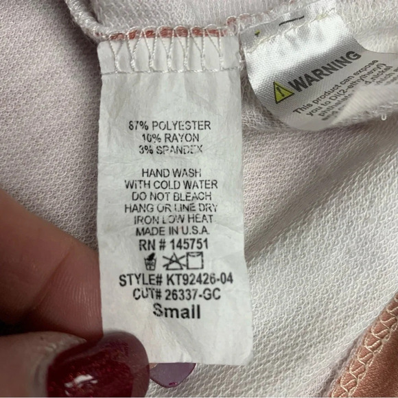 Fantastic Fawn pink/orange striped top size small but would fit up - Picture 2 of 8